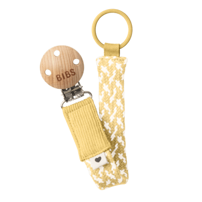 BIBS Pacifier Clip Braided Pale Butter/Ivory 1 pcs