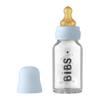 BIBS Baby Glazen Fles Complete Set Latex Baby Blauw 110 ml