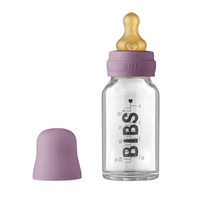 BIBS Baby Glass Bottle Complete Set Latex Mauve 110 ml