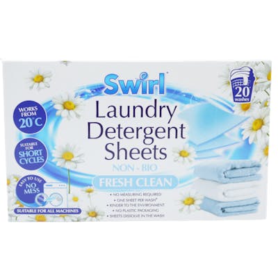 Swirl Laundry Detergent Sheets Fresh Clean 20 stk