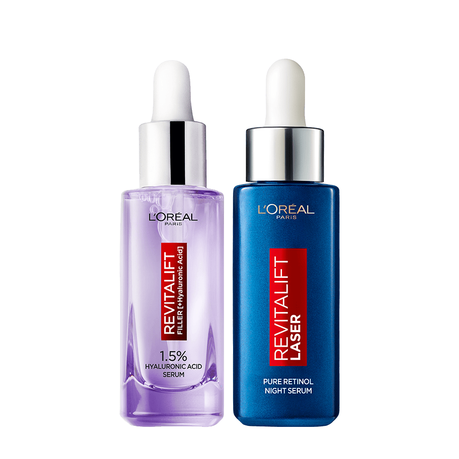 L'Or&eacute;al Paris Revitalift Filler 1,5% Hyaluronic Acid Serum + Laser Pure Retinol Night Serum 2 x 30 ml