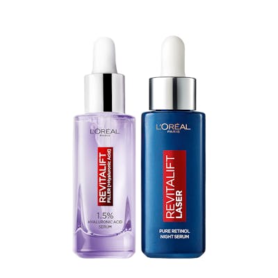 L&#039;Oréal Paris Revitalift Filler 1,5% Hyaluronic Acid Serum + Laser Pure Retinol Night Serum 2 x 30 ml