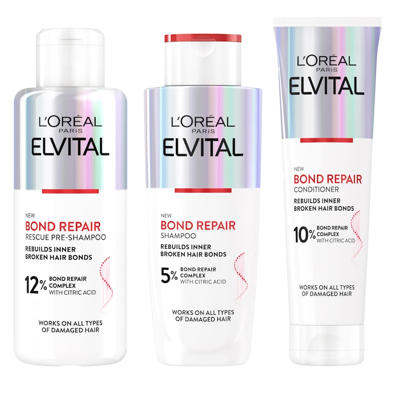 L&#039;Oréal Paris Elvital Bond Repair Pre-Shampoo, Shampoo &amp; Conditioner 150 ml + 2 x 200 ml