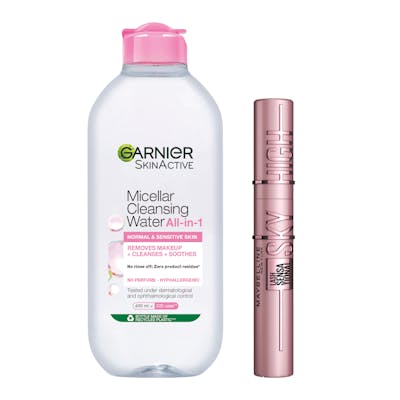 Maybelline Lash Sensational Sky High Mascara Black + Garnier Micellar Cleansing Water Normal &amp; Sensitive Skin 7,2 ml + 400 ml