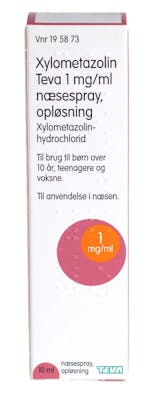 Xylometazolin Teva Næsespray 1 mg/ml 10 ml
