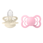 BIBS Supreme 2 Pack Silicone Size 2 Ivory/baby Pink 2 stk