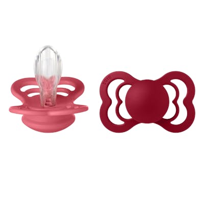 BIBS Supreme 2 Pack Silicone Size 2 Coral/Ruby 2 pcs