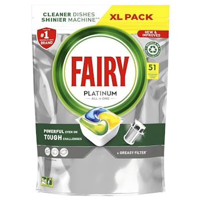 Fairy Platinum All In One Dishwasher Tablets Lemon 51 st