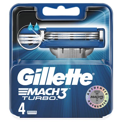 Gillette Mach3 Turbo Partaterät 4 kpl