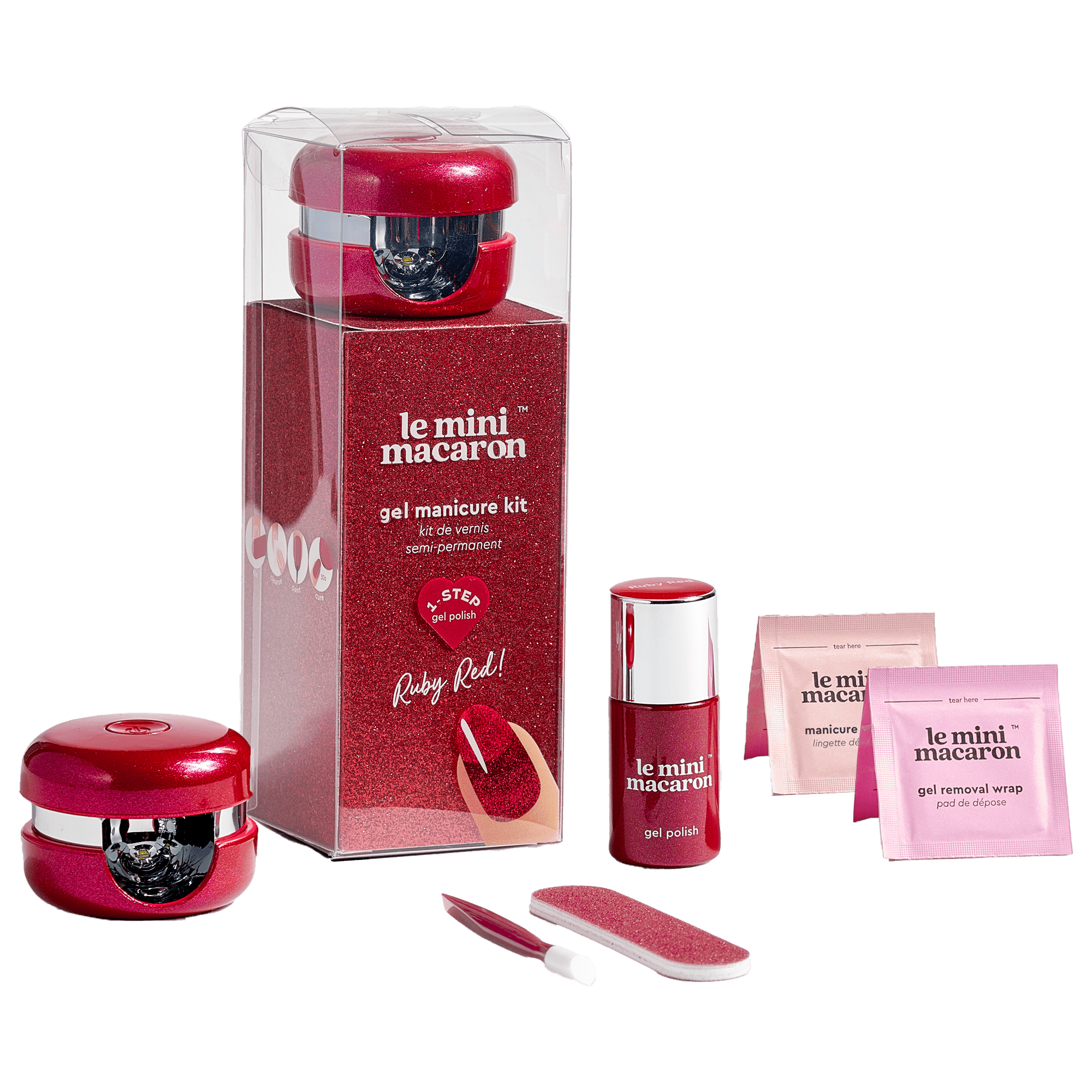 Le mini macaron Gel Manicure Kit Ruby Red 8,5 ml + 4 stk