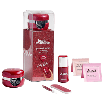 Le mini macaron Gel Manicure Kit Ruby Red 8,5 ml + 4 pcs
