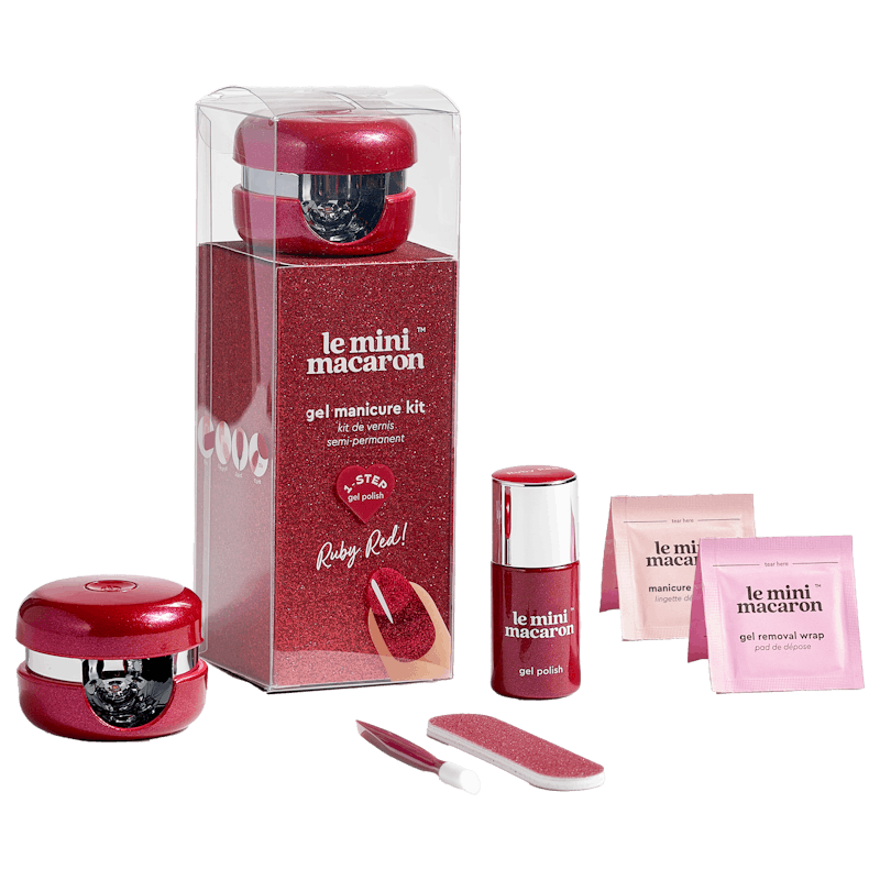 Le mini macaron Gel Manicure Kit Ruby Red 8,5 ml + 4 st