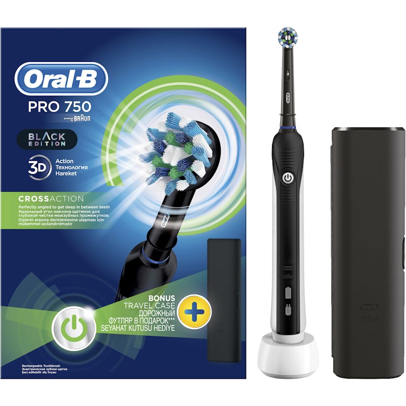 Oral-B Pro 750 Black With Travel Case 1 st