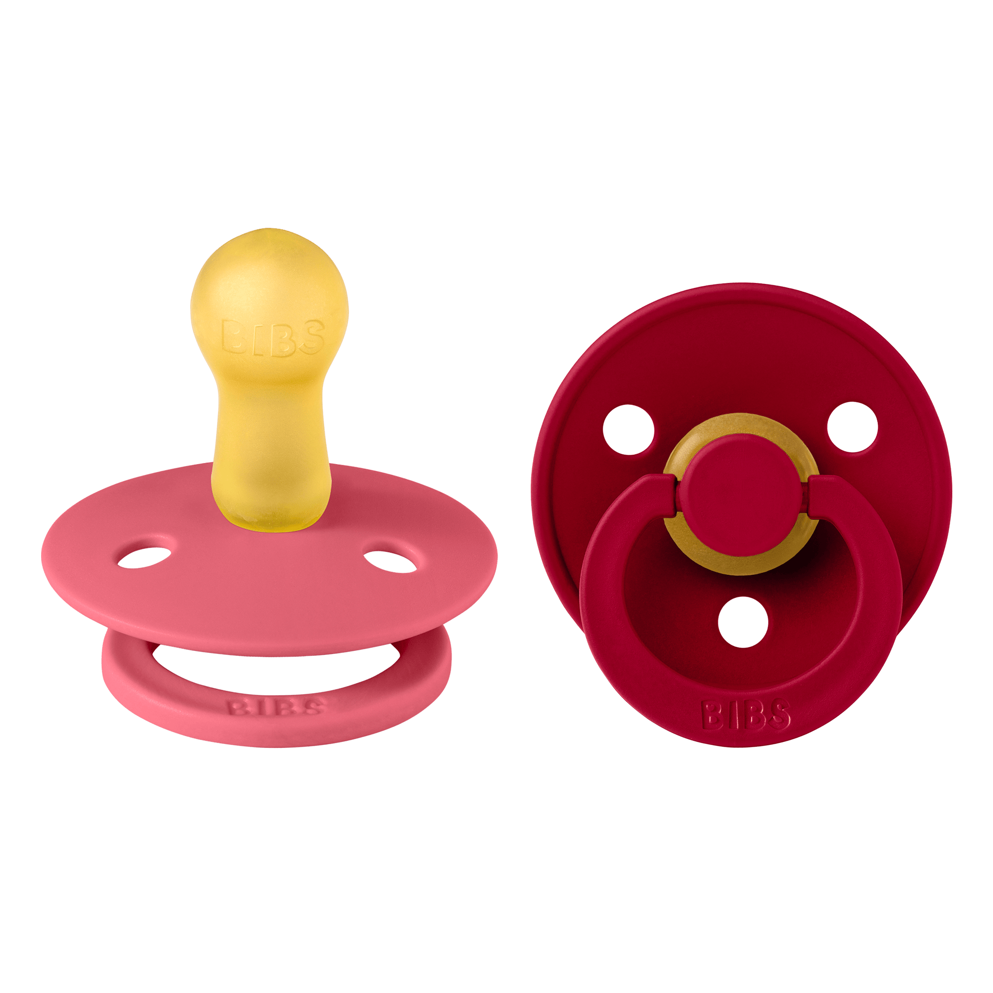 BIBS Colour 2 PACK Latex Size 2 Coral/Ruby 2 st