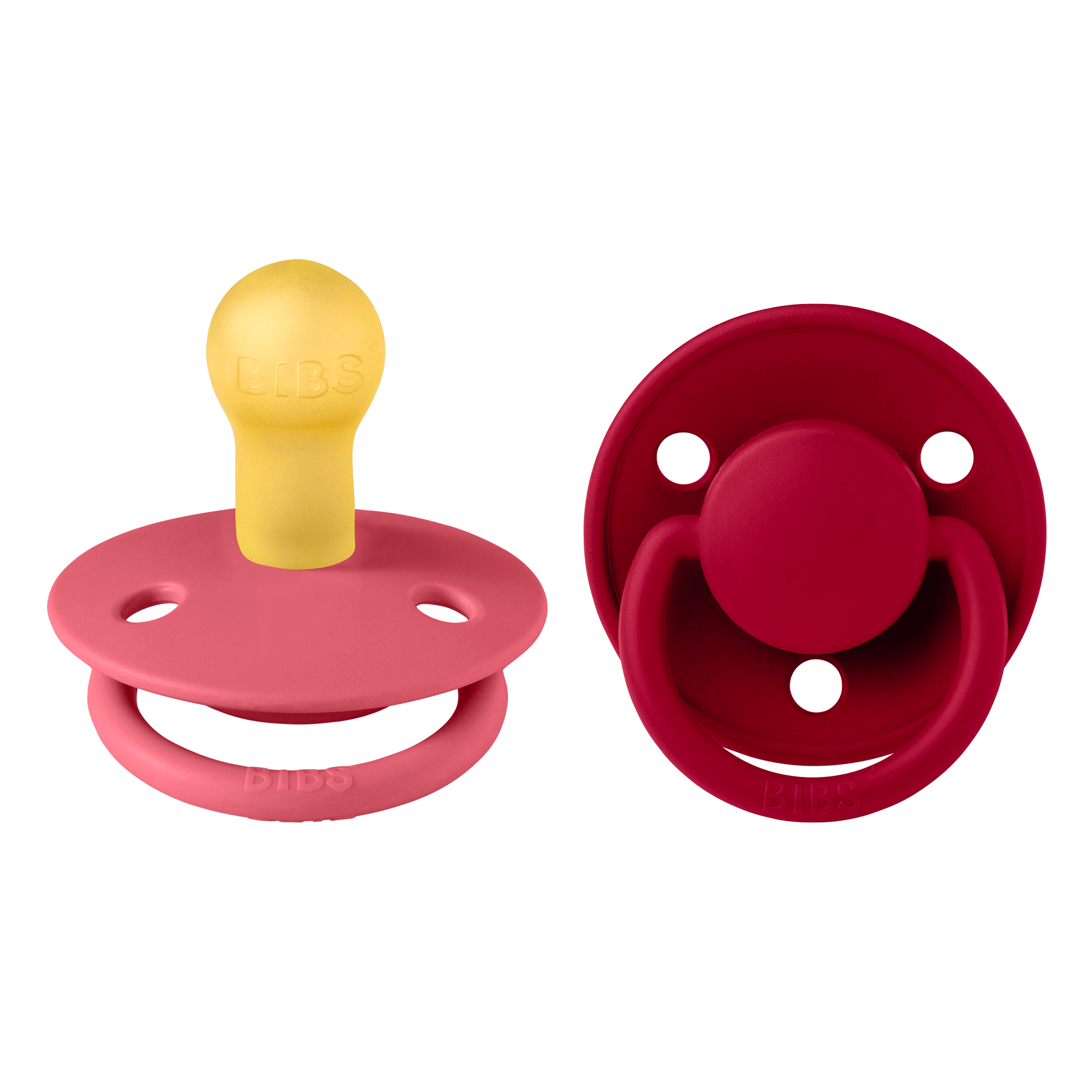 BIBS De Lux 2 PACK Latex Size 1 Coral/Ruby 2 st