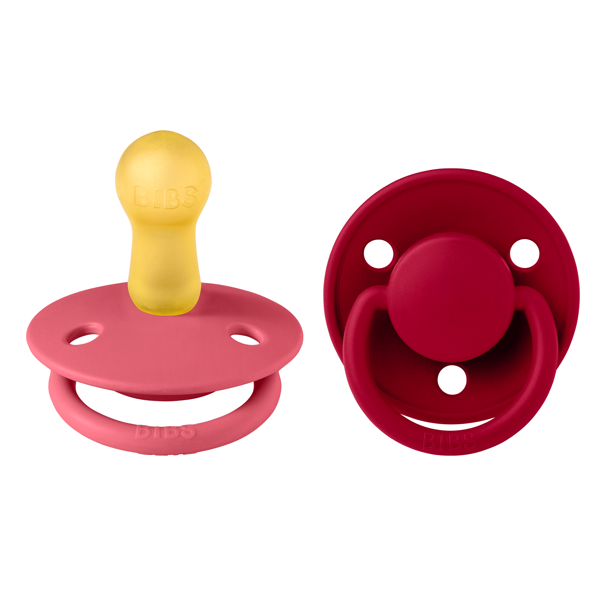 BIBS De Lux 2 PACK Latex Size 2 Coral/Ruby 2 stk