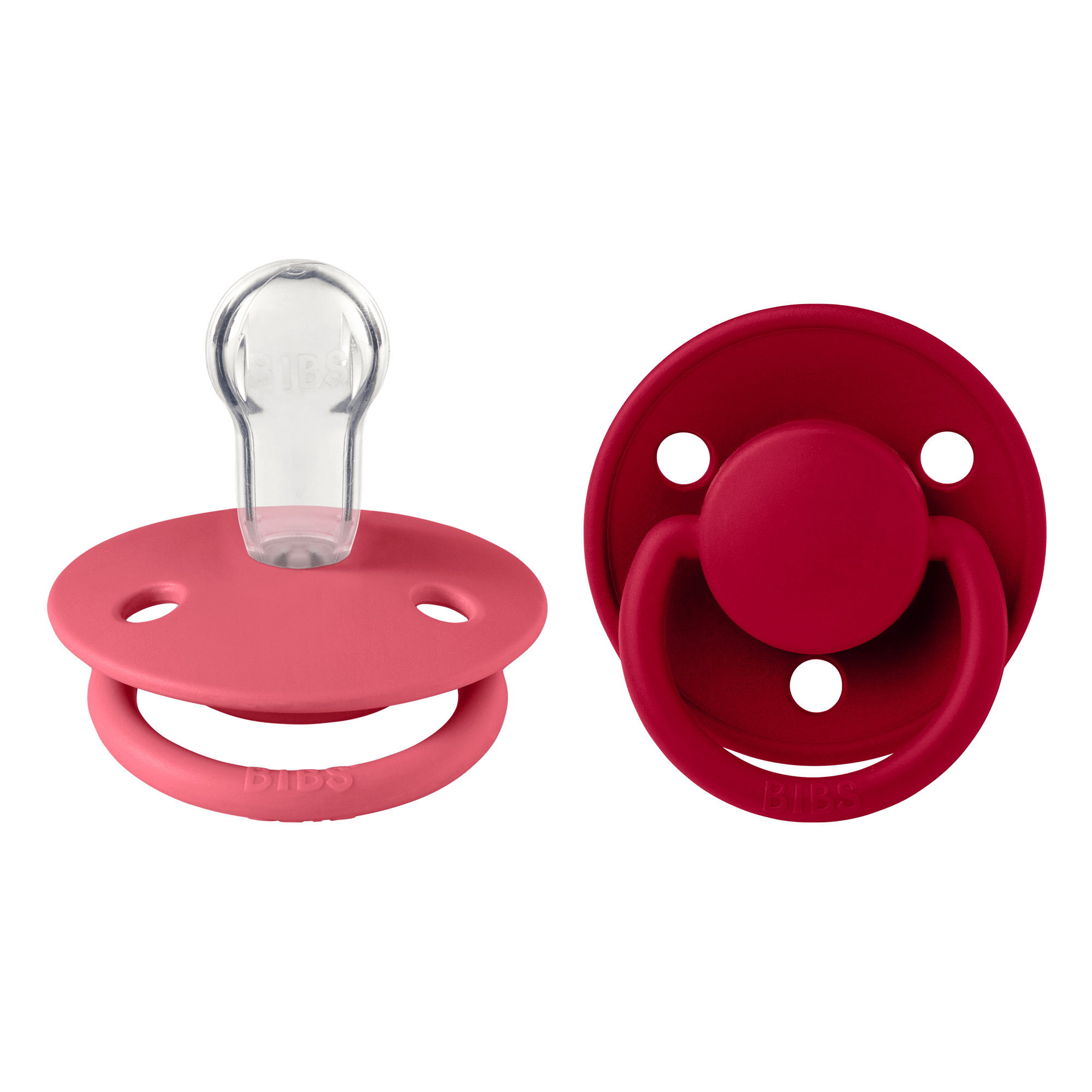 BIBS De Lux 2 PACK Silicone Onesize Coral/Ruby 2 stk