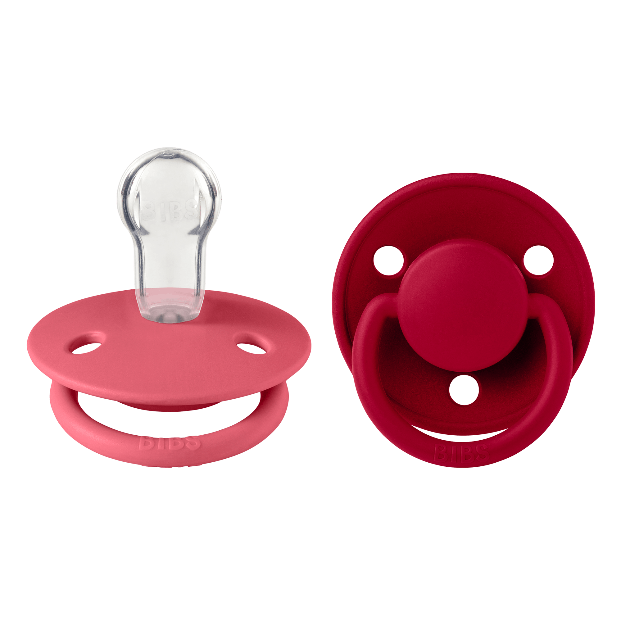 BIBS De Lux 2 PACK Silicone Onesize Coral/Ruby 2 st