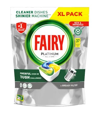 Fairy Platinum All in One Lemon Dishwasher Tablets 37 stk