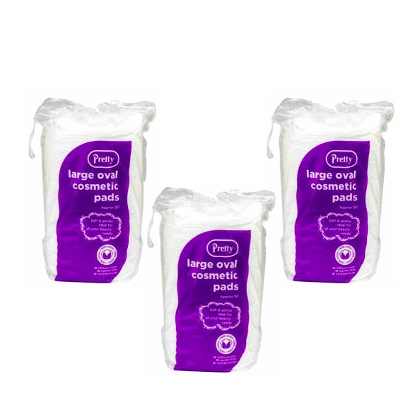 Pretty Stora Ovala Bomullspads 3 x 50 st