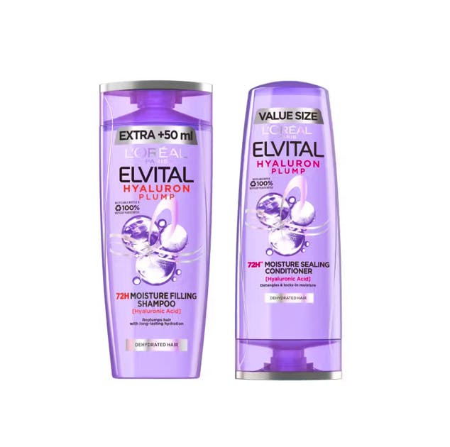 L'Or&eacute;al Paris Elvital Hyaluron Plump Shampoo & Conditioner 500 ml + 400 ml