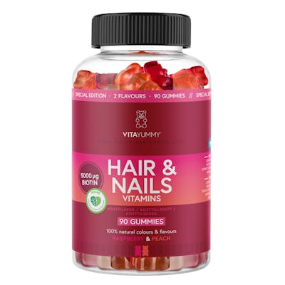 VitaYummy Hair &amp; Nails Mixed Raspberry &amp; Peach 90 kpl