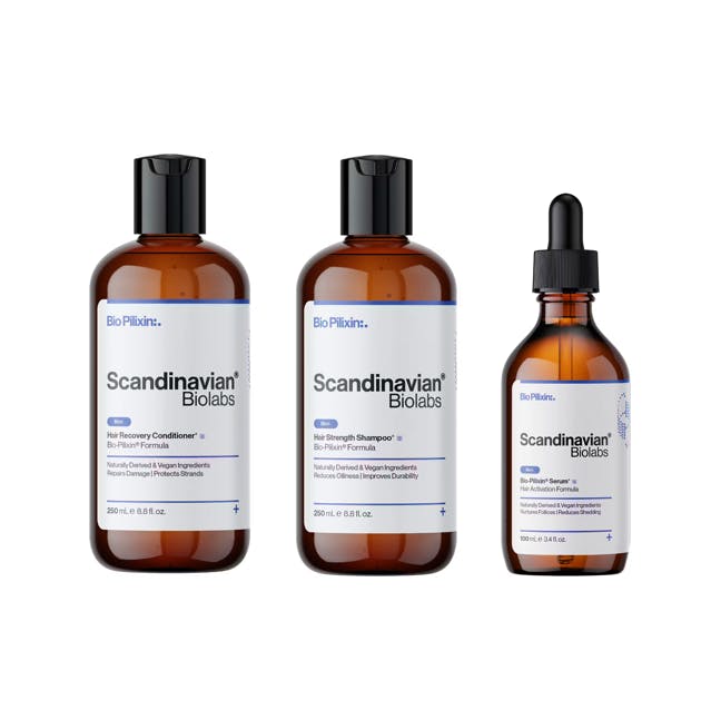 Scandinavian Biolabs Bio-Pilixin Hair Activation Serum & Hair Strength Shampoo + Conditioner For Men 100 ml + 2 x 250 ml
