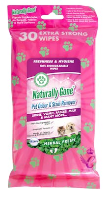 Airpure Naturally Gone Pet Odour &amp; Stain Remover Wipes 30 stk