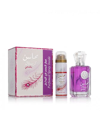 Lattafa Mahasin Crystal Violet Gift Set EDP &amp; Deospray 100 ml + 75 ml