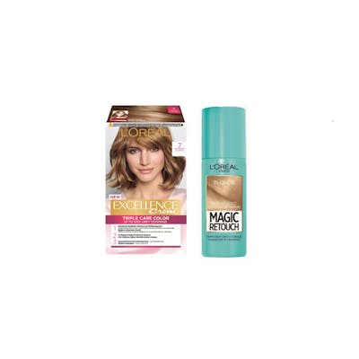 L&#039;Oréal Paris Excellence Creme Hair Color 7 Darkest Blond &amp; Magic Retouch Root Concealer Spray 5 Blonde 1 pcs + 75 ml