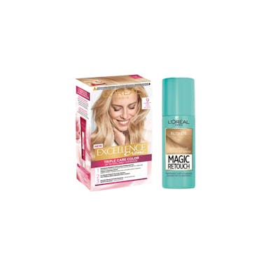 L&#039;Oréal Paris Excellence Creme Hair Color 9 Very Light Blonde &amp; Magic Retouch Root Concealer Spray 5 Blonde 1 pcs + 75 ml