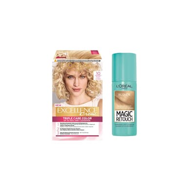 L&#039;Oréal Paris Excellence Creme Hair Color 10 Extra Light Blonde &amp; Magic Retouch Root Concealer Spray 5 Blonde 1 pcs + 75 ml