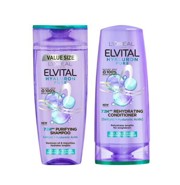 L'Or&eacute;al Paris Elvital Hyaluron Pure Shampoo & Conditioner 400 ml + 300 ml