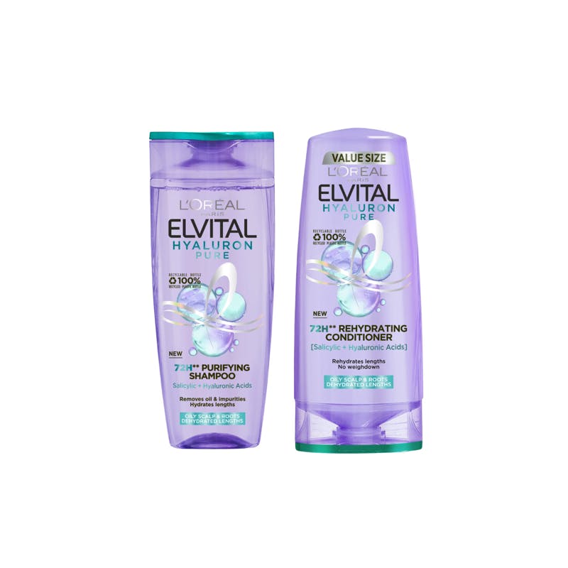 L&#039;Oréal Paris Elvital Hyaluron Pure Shampoo &amp; Conditioner 250 ml + 200 ml