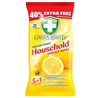 Green Shield Anti-Bacterial Household Surface Wipes 70 st