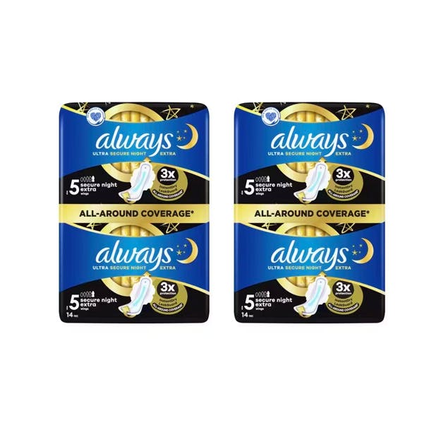 Always Ultra Secure Night Extra Wings 2 x 14 stk