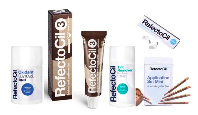 Refectocil Eyelash & Eyebrow Tint 3 Natural Brown Starter Kit 15 ml + 100 ml + 10 pcs + 150 ml + 96 st