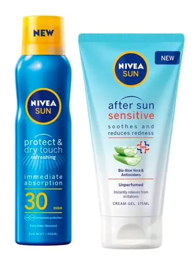 NIVEA Sun Protect & Dry Touch Sun Mist SPF30 + After Sun Sensitive Cream Gel 175 ml + 200 ml