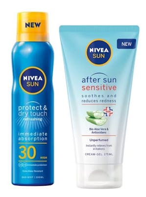 Nivea Sun Protect &amp; Dry Touch Sun Mist SPF30 + After Sun Sensitive Cream Gel 175 ml + 200 ml