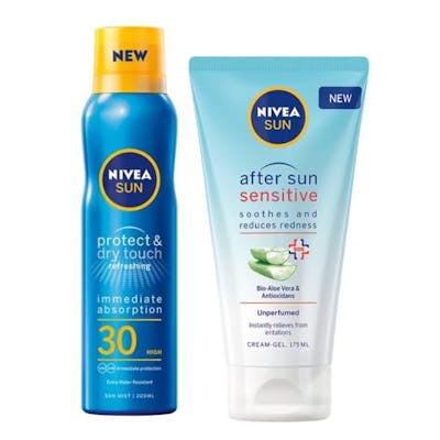 Nivea Sun Protect &amp; Dry Touch Sun Mist SPF30 + After Sun Sensitive Cream Gel 175 ml + 200 ml