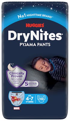 DryNites Pyjamahousut yökasteluun pojille 4-7 vuotta 10 kpl