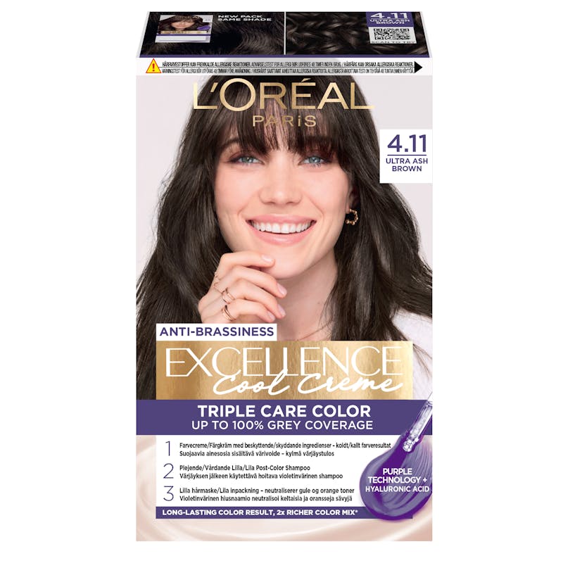L&#039;Oréal Paris Excellence Creme Hair Color 4.11 Ultra Ash Brown 1 kpl