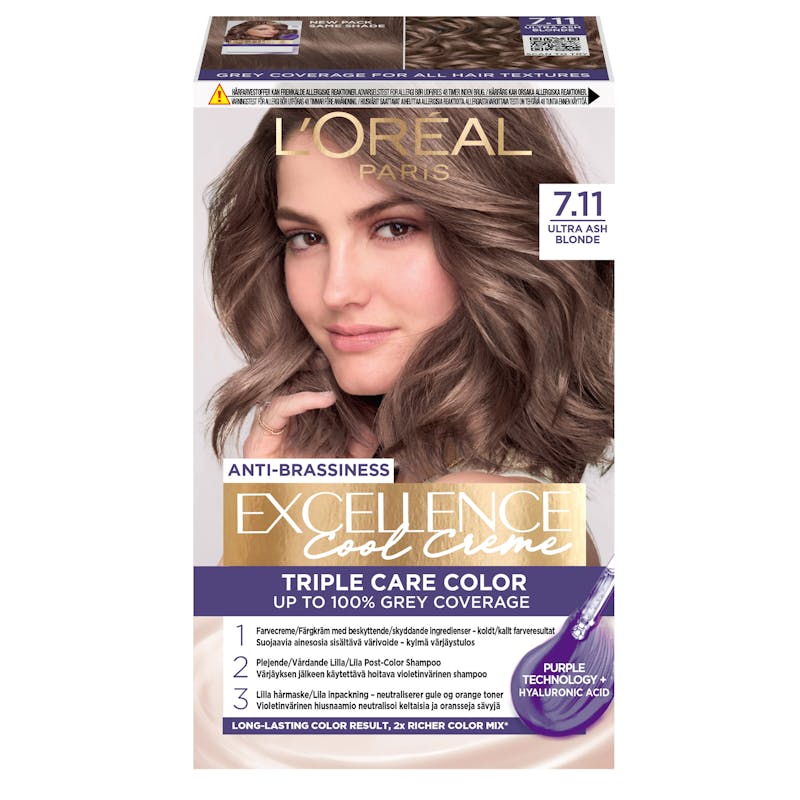 L&#039;Oréal Paris Excellence Creme Hair Color 7.11 Ultra Ash Blonde 1 pcs