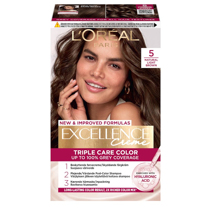L&#039;Oréal Paris Excellence Creme Hair Color 5 Natural Light Brown 1 pcs