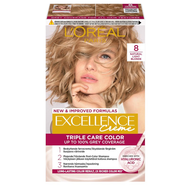 L&#039;Oréal Paris Excellence Creme Hair Color 8.0 Natural Light Blonde 1 stk