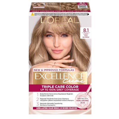 L&#039;Oréal Paris Excellence Creme Hair Color 8.1 Light Ash Blonde 1 stk