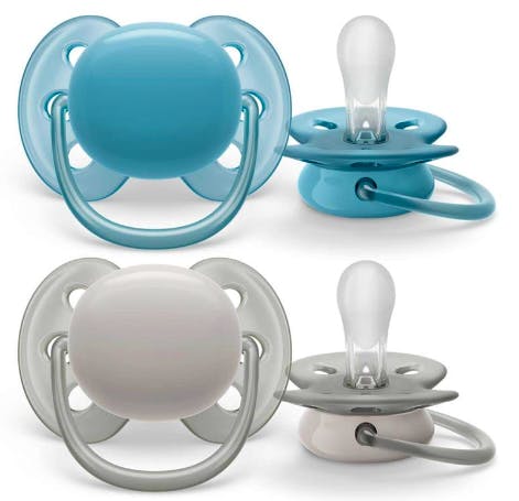 Philips Avent SCF091/17 Ultra Soft 6-18 M Blue/Grey 2 stk