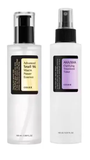 Cosrx Advanced Snail 96 Mucin Power Essence & AHA/BHA Clarifying Treatment Toner Spray 100 ml + 150 ml