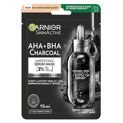 Garnier Pure Charcoal Pore-Tightening &amp; Hydrating Black Algae Sheet Mask 1 stk