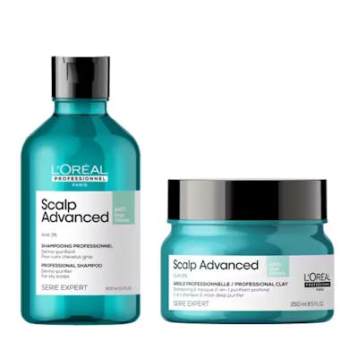 L&#039;Oréal Professionnel Scalp Advanced Anti-Oiliness Shampo &amp; Deep Purifier Clay 250 ml + 300 ml
